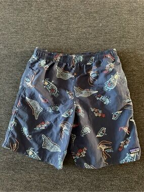 Patagonia Kid’s  Navy Blue Printed Swim Trunks size XL